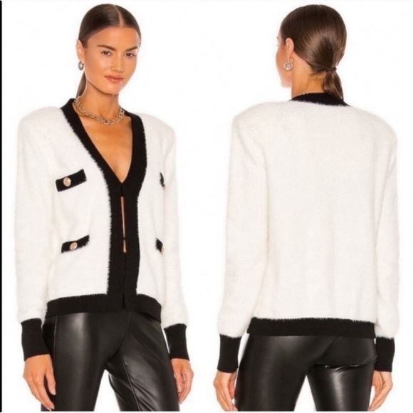 L'AGENCE Kai White Pocket Cardigan - Picture 1 of 9